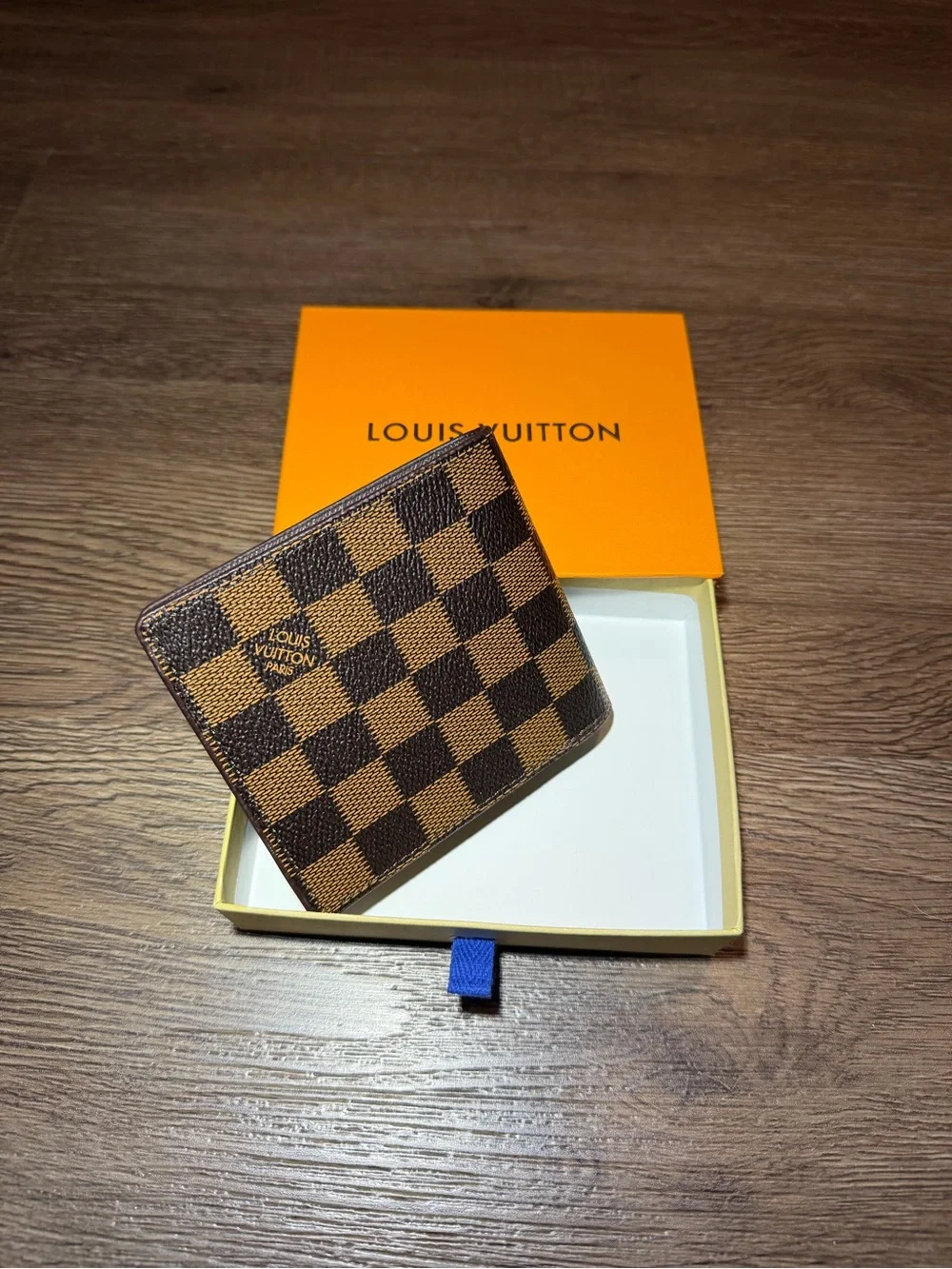 Louis Vuitton Brown Damier Ebene Checkered Money Clip Wallet